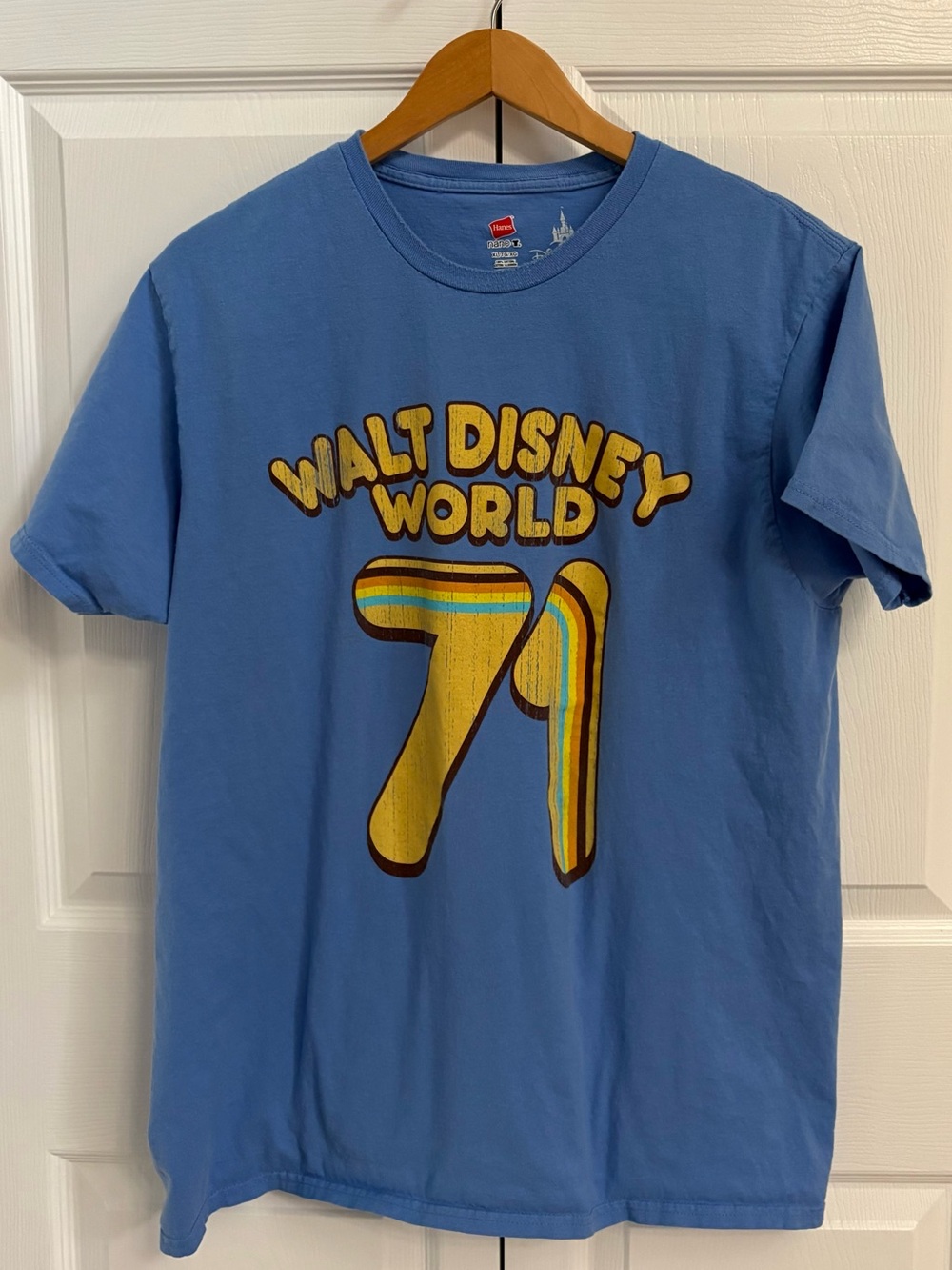 Walt Disney World Parks Blue Retro Icon Logo T-Shirt Adult Size XL